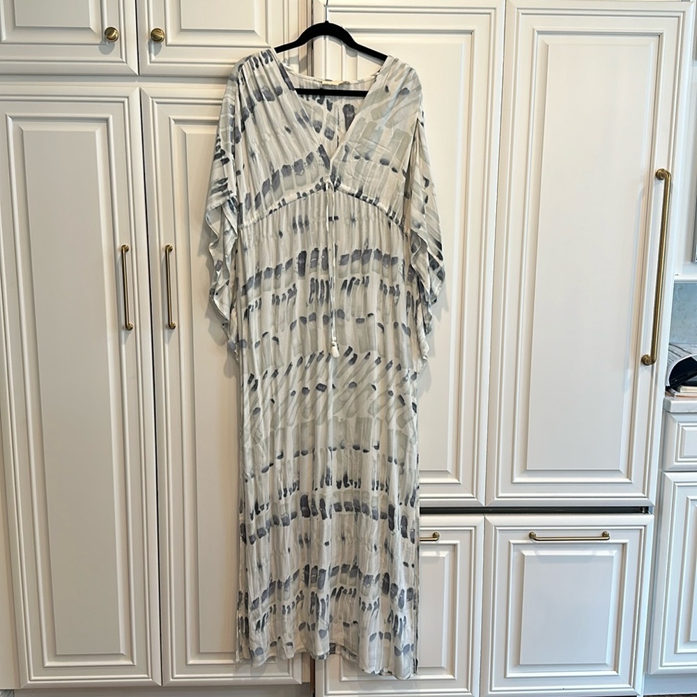 Long pool coverup or dress with tie waist